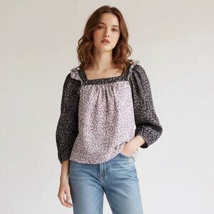 CAROLINA BELLE Cottagecore Puff Sleeve Floral Blouse XS